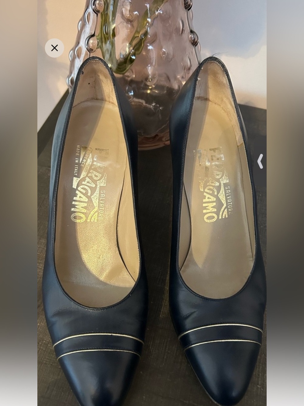 Salvatore Ferragamo Navy Heels(size 6) EUC